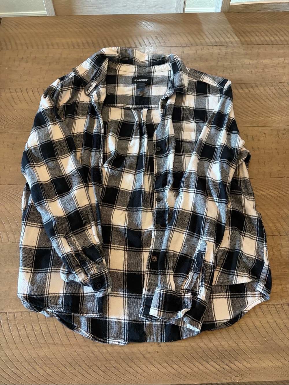 Joe Boxer Black and White Plaid Button-Down Shirt